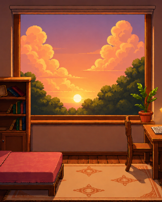 Ottie's room, evening