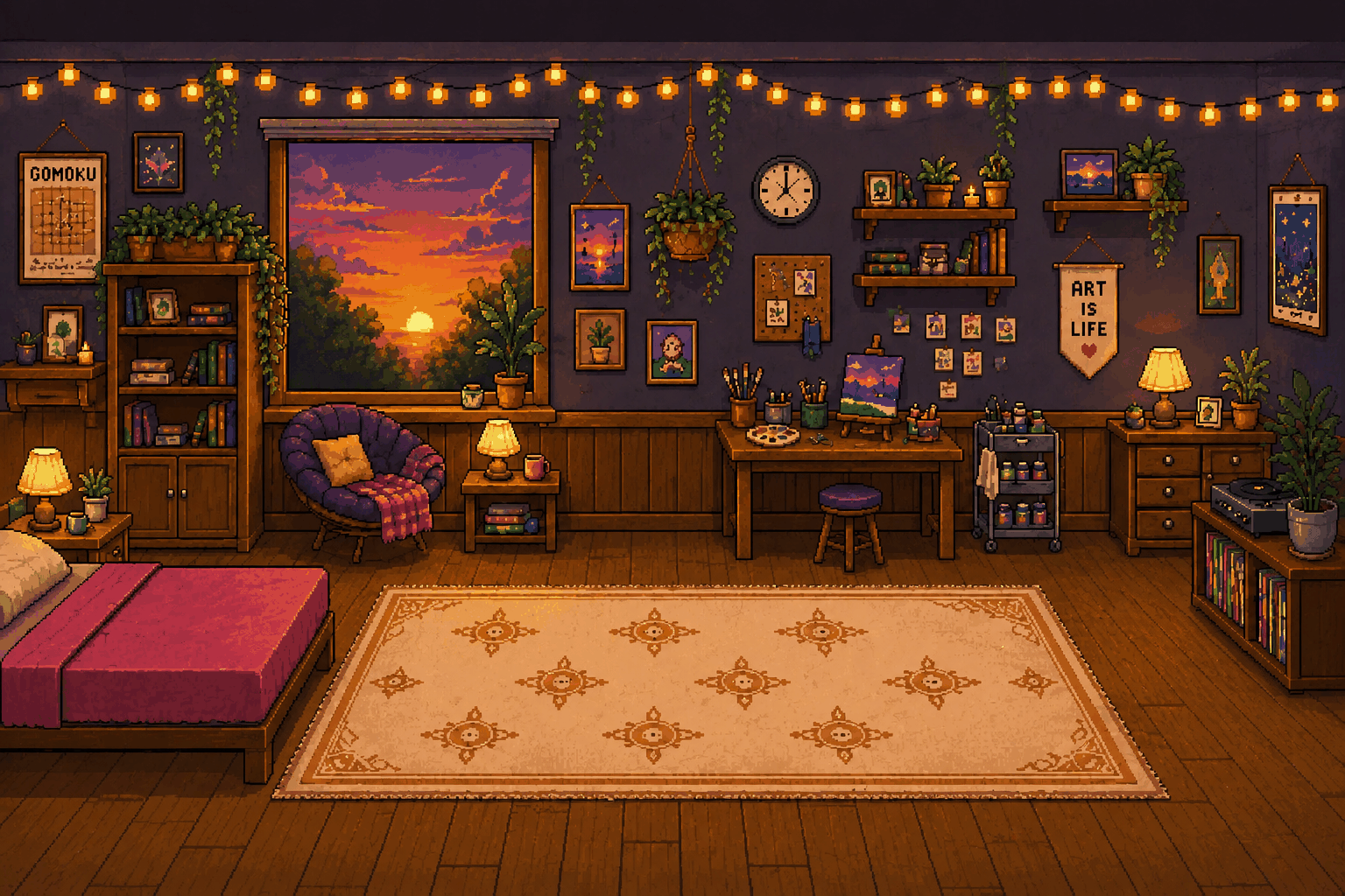 Ottie's room, evening